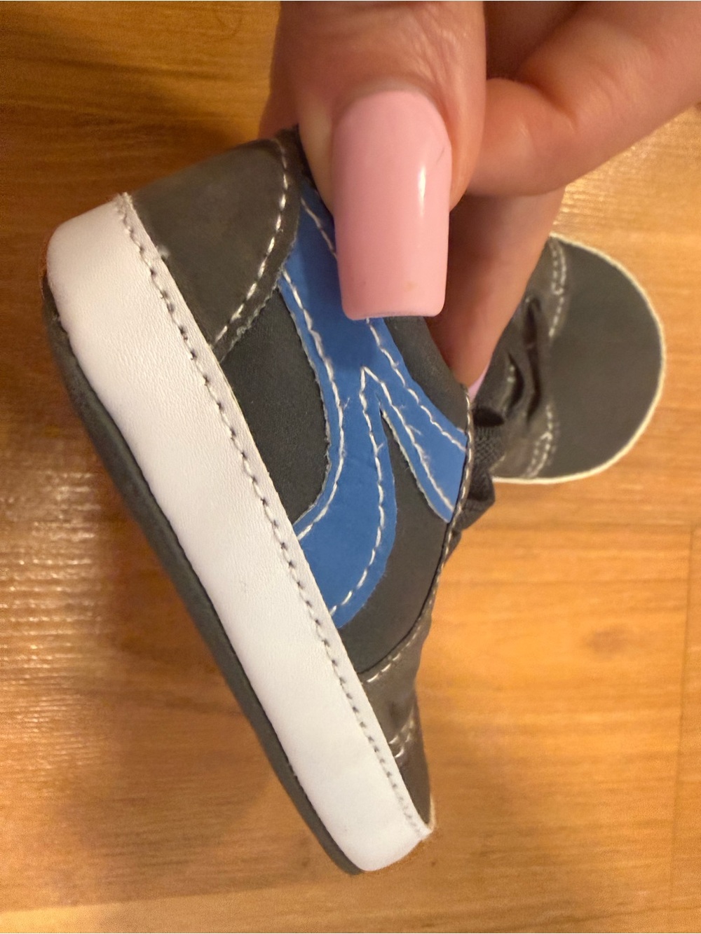 Kids Black and Gray Sneaker with Blue Accent - Picture 3 of 3